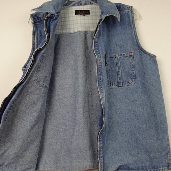 Vtg 90s Denim Vest Blue Jean Full Zip Collared Biker Women’s M Gloria Vanderbilt - Picture 6 of 10